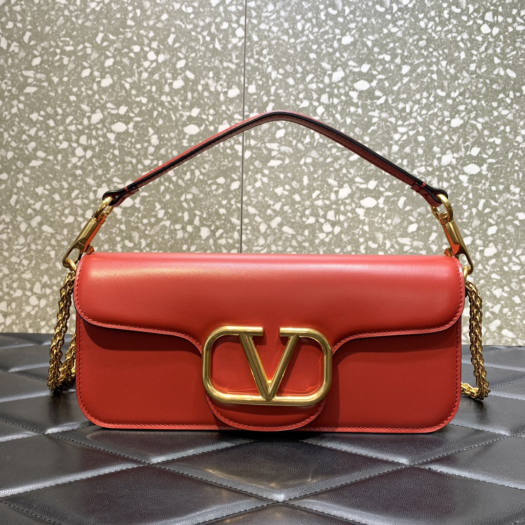 Valentino Garavani Loco Shoulder Bag in Rouge Pivoine Calfskin Leather